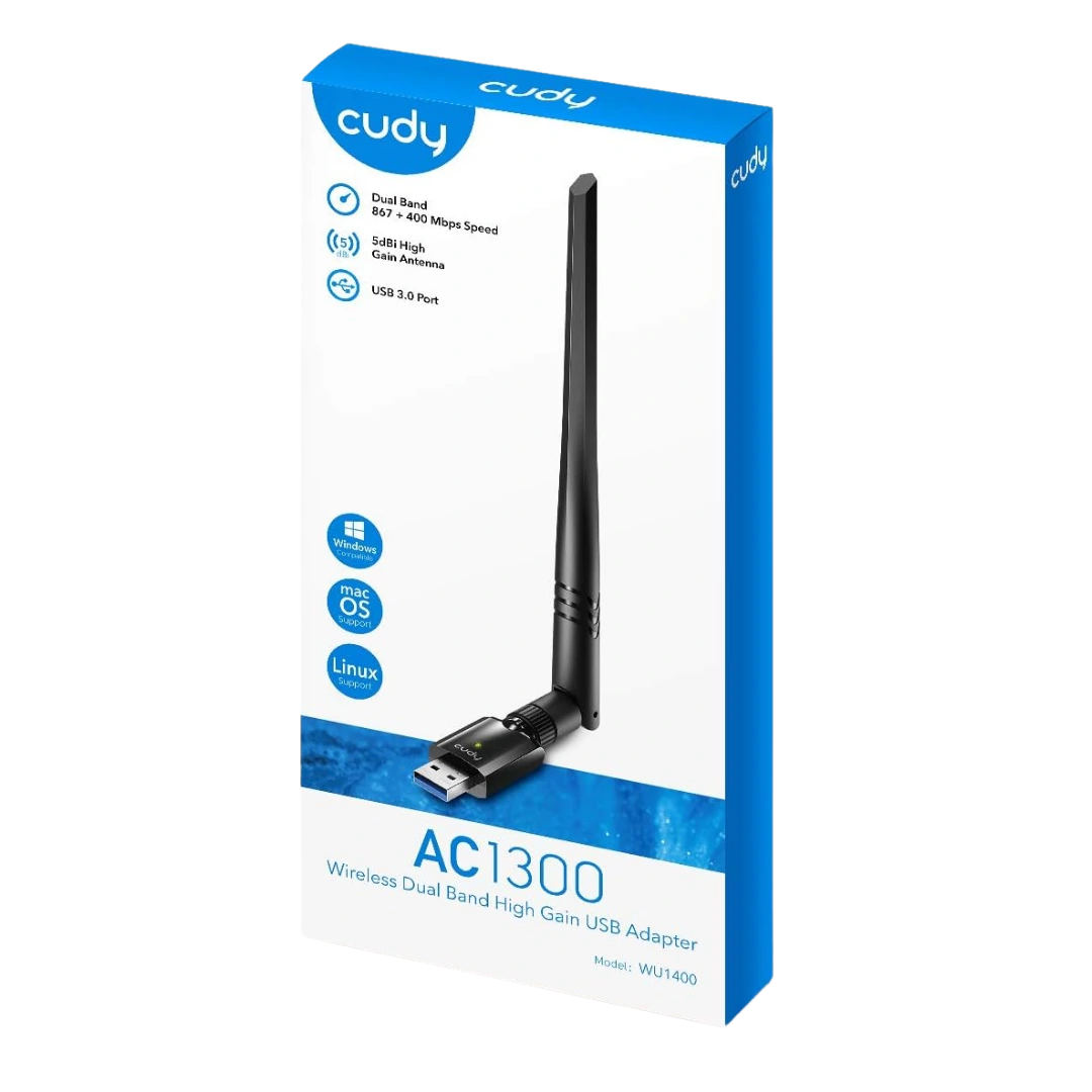 Cudy AC1300 High Gain WiFi USB3.0 Adapter with High Gain Antenna / WU1400